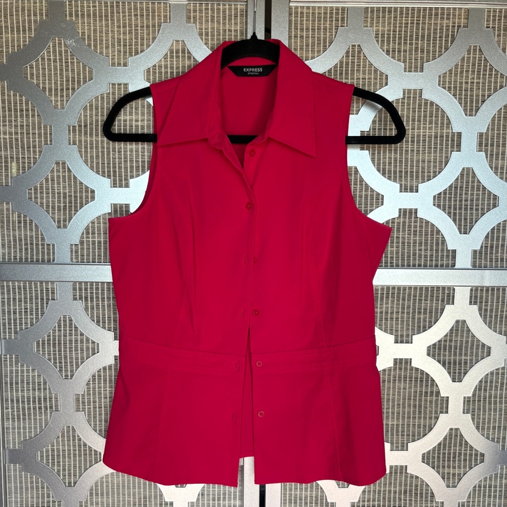 Express Vibrant Pink Sleeveless Blouse